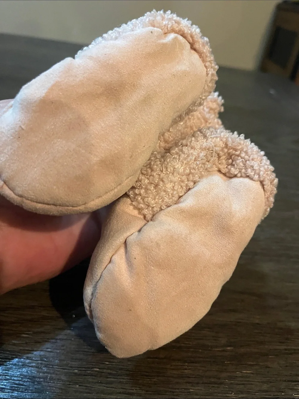 Cozy Teddy Baby Booties in Blush Pink